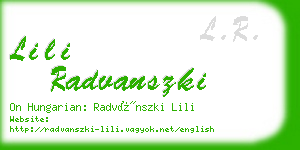 lili radvanszki business card